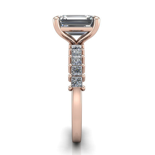 Maya Emerald Shape Classic Engagement Ring in 18K Rose Gold