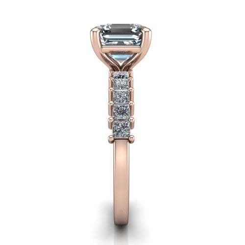 Maya Square Emerald Shape Classic Engagement Ring in 14K Rose Gold