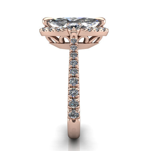 Amaya Marquise Shape Halo Engagement Ring in 14K Rose Gold