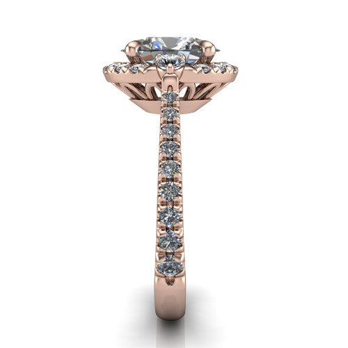 Amaya Oval Shape Halo Engagement Ring in 14K Rose Gold