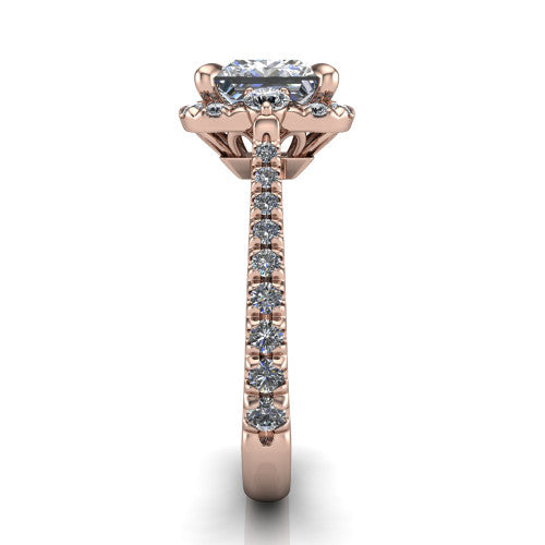Amaya Princess Shape Halo Engagement Ring in 14K Rose Gold