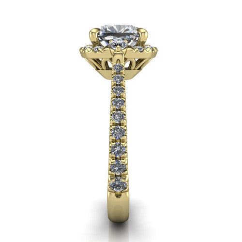 Amaya Cushion Shape Halo Engagement Ring in 14K Yellow Gold