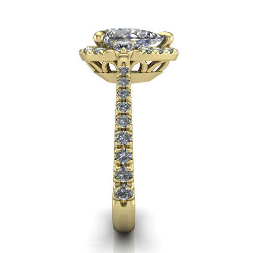 Amaya Pear Shape Halo Engagement Ring in 14K Yellow Gold