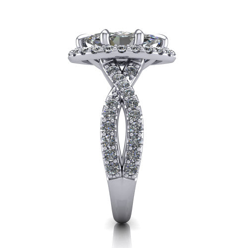 Bella Marquise Shape Halo Engagement Ring in 14K White Gold