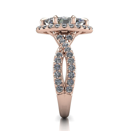 Bella Marquise Shape Halo Engagement Ring in 14K Rose Gold