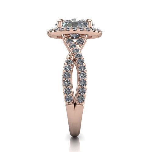 Bella Oval Shape Halo Engagement Ring in 18K Rose Gold