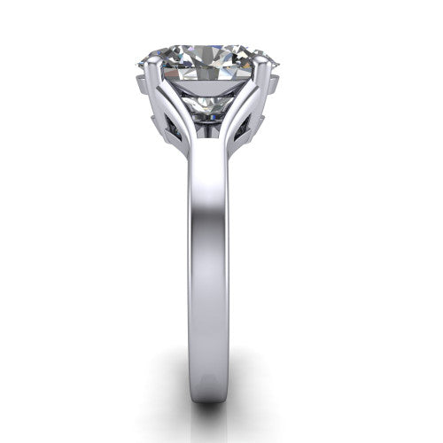 Savannah oval classic solitaire engagement ring in 14K White Gold with polished split shank, side profile showing the polished split shank