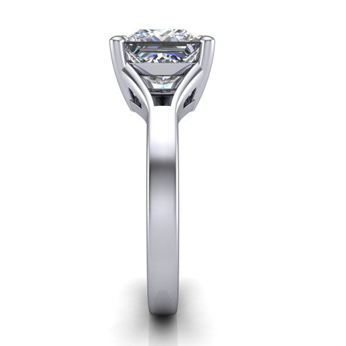 Savannah princess classic solitaire engagement ring in 14K White Gold with polished split shank, side profile showing the polished split shank
