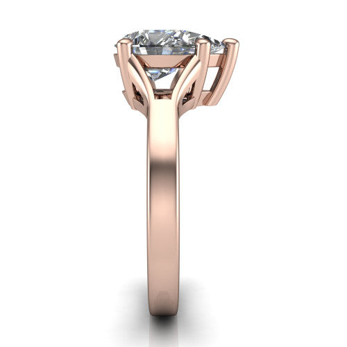 Savannah pear classic solitaire engagement ring in 14K Rose Gold with polished split shank, side profile showing the polished split shank