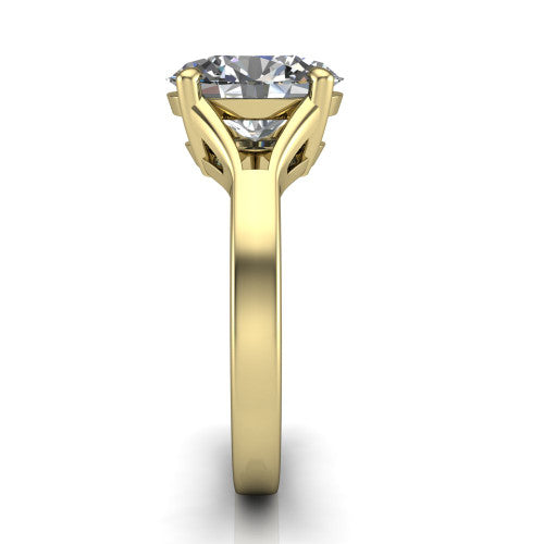 Savannah oval classic solitaire engagement ring in 14K Yellow Gold with polished split shank, side profile showing the polished split shank