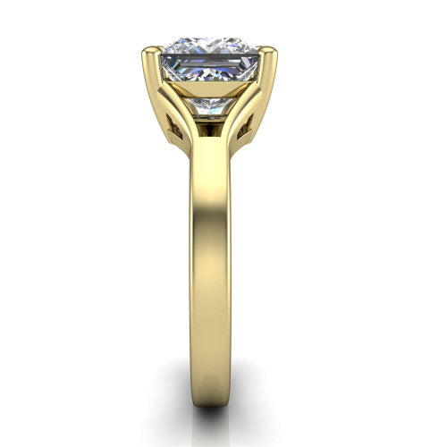 Savannah princess classic solitaire engagement ring in 14K Yellow Gold with polished split shank, side profile showing the polished split shank