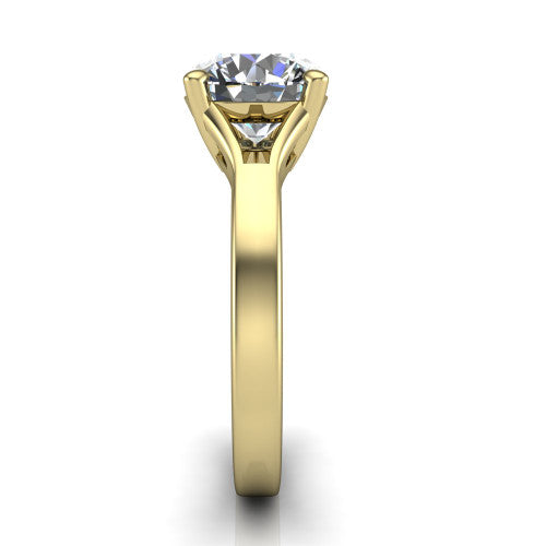 Savannah round classic solitaire engagement ring in 14K Yellow Gold with polished split shank, side profile showing the polished split shank