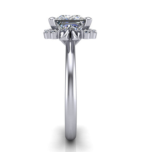 Ayla Princess Shape Halo Engagement Ring in Platinum
