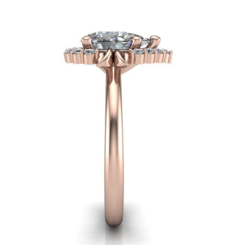 Ayla Pear Shape Halo Engagement Ring in 18K Rose Gold