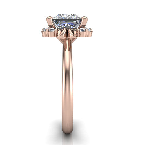 Ayla Princess Shape Halo Engagement Ring in 14K Rose Gold