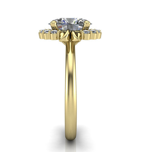 Ayla Oval Shape Halo Engagement Ring in 14K Yellow Gold