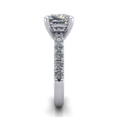 Ariana Cushion Shape Classic Engagement Ring in 18K White Gold