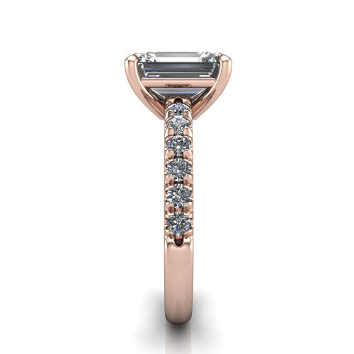 Ariana Emerald Shape Classic Engagement Ring in 18K Rose Gold