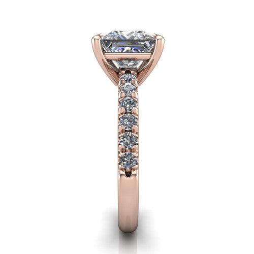 Ariana Princess Shape Classic Engagement Ring in 18K Rose Gold