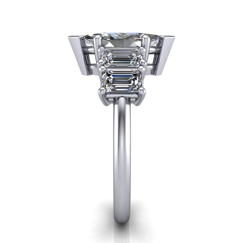 Stella Marquise Shape Three Stone Engagement Ring in 14K White Gold