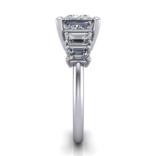 Stella Princess Shape Three Stone Engagement Ring in Platinum