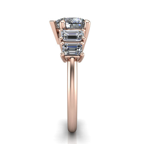 Stella Heart Shape Three Stone Engagement Ring in 18K Rose Gold