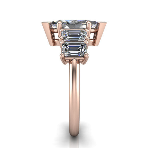 Stella Marquise Shape Three Stone Engagement Ring in 18K Rose Gold