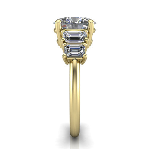Stella Oval Shape Three Stone Engagement Ring in 14K Yellow Gold