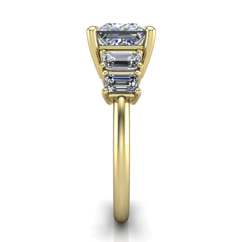Stella Princess Shape Three Stone Engagement Ring in 18K Yellow Gold