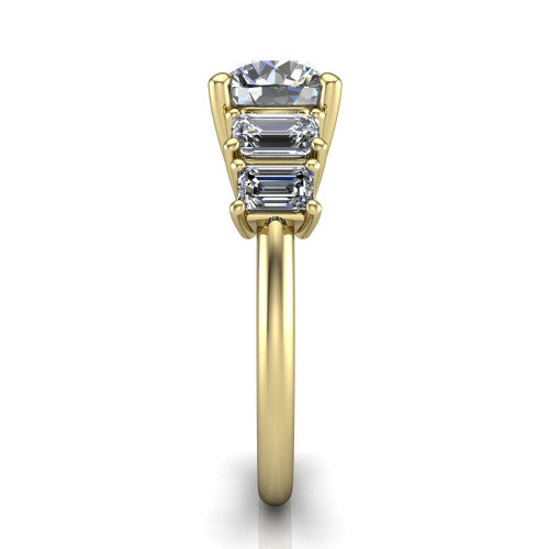 Stella Round Shape Three Stone Engagement Ring in 14K Yellow Gold
