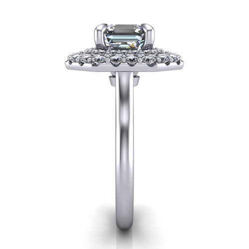 Sophie Square Emerald Shape Halo Engagement Ring in 14K White Gold