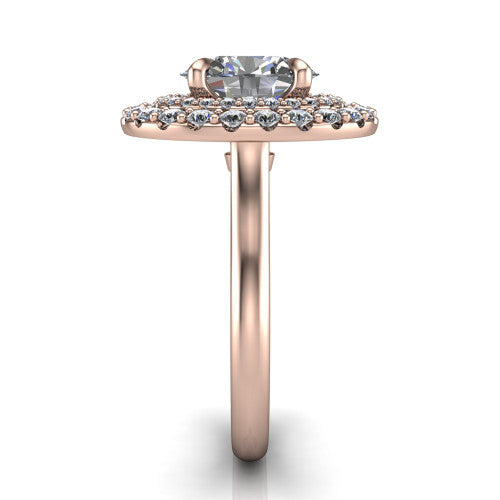 Sophie Oval Shape Halo Engagement Ring in 14K Rose Gold