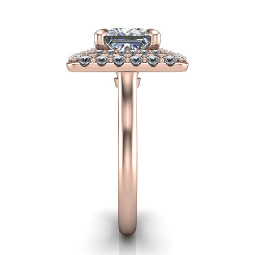 Sophie Princess Shape Halo Engagement Ring in 18K Rose Gold