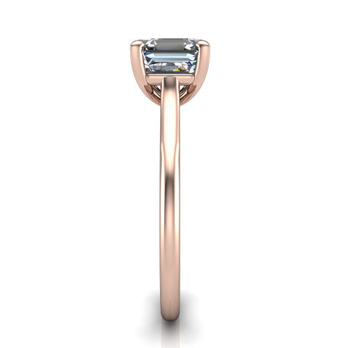 Cora Square Emerald Shape Classic Engagement Ring in 18K Rose Gold