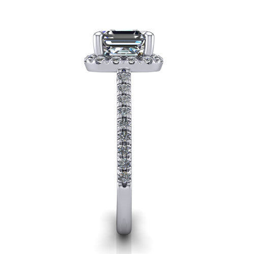 Hadley Square Emerald Shape Halo Engagement Ring in 14K White Gold