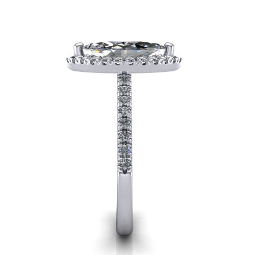 Hadley Marquise Shape Halo Engagement Ring in 18K White Gold