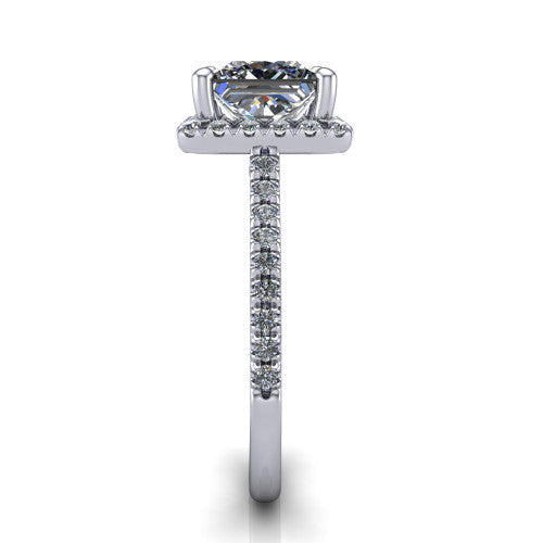 Hadley Princess Shape Halo Engagement Ring in Platinum