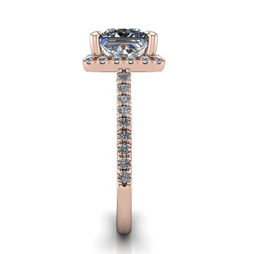 Hadley Princess Shape Halo Engagement Ring in 18K Rose Gold