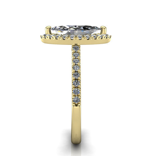 Hadley Marquise Shape Halo Engagement Ring in 18K Yellow Gold