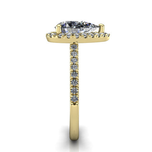 Hadley Pear Shape Halo Engagement Ring in 18K Yellow Gold
