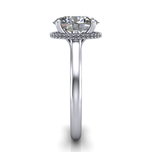 Skylar Oval Shape Hidden Halo Engagement Ring in 14K White Gold