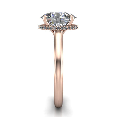 Skylar Oval Shape Hidden Halo Engagement Ring in 18K Rose Gold