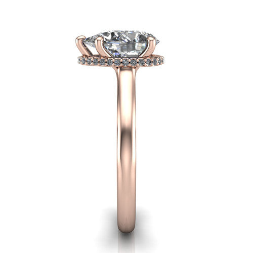 Skylar Pear Shape Hidden Halo Engagement Ring in 18K Rose Gold