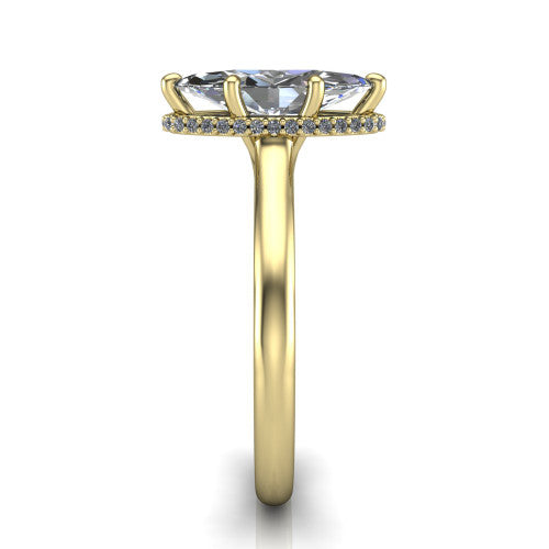 Skylar Marquise Shape Hidden Halo Engagement Ring in 18K Yellow Gold