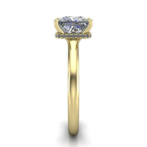 Skylar Princess Shape Hidden Halo Engagement Ring in 14K Yellow Gold