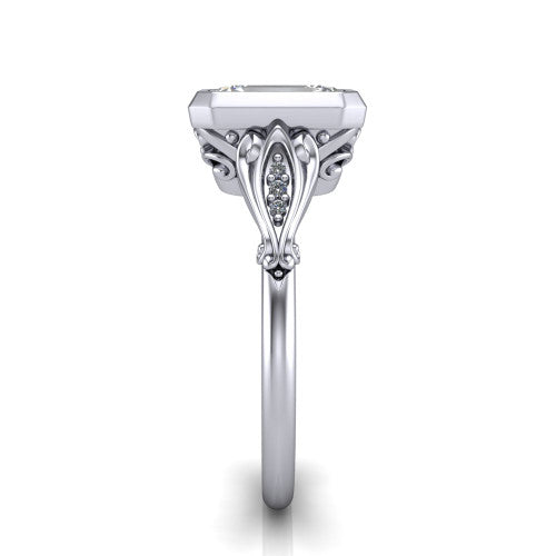 Maria Emerald Shape Solitaire Engagement Ring in 18K White Gold