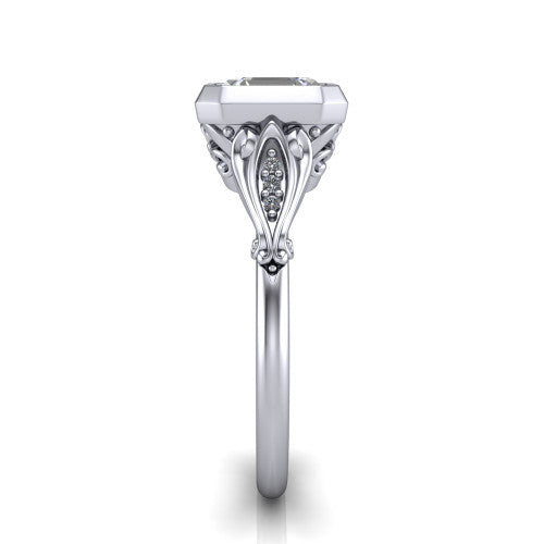 Maria Square Emerald Shape Solitaire Engagement Ring in Platinum