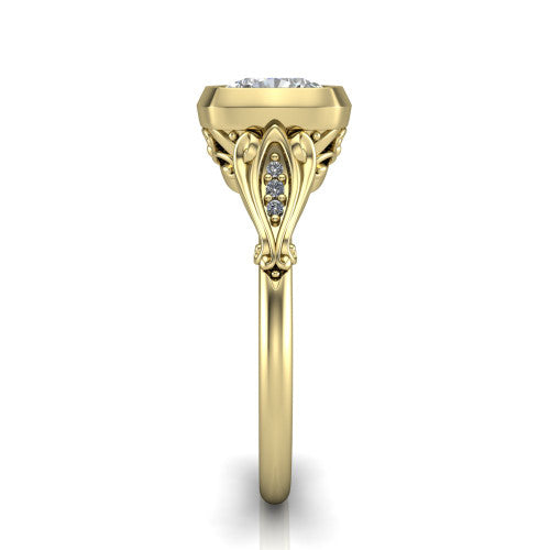 Maria Cushion Shape Solitaire Engagement Ring in 14K Yellow Gold
