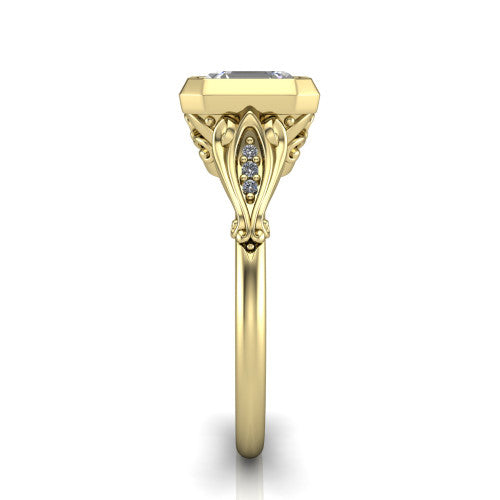 Maria Square Emerald Shape Solitaire Engagement Ring in 14K Yellow Gold