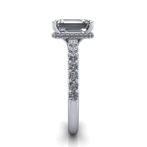 Allison Emerald Shape Hidden Halo Engagement Ring in Platinum